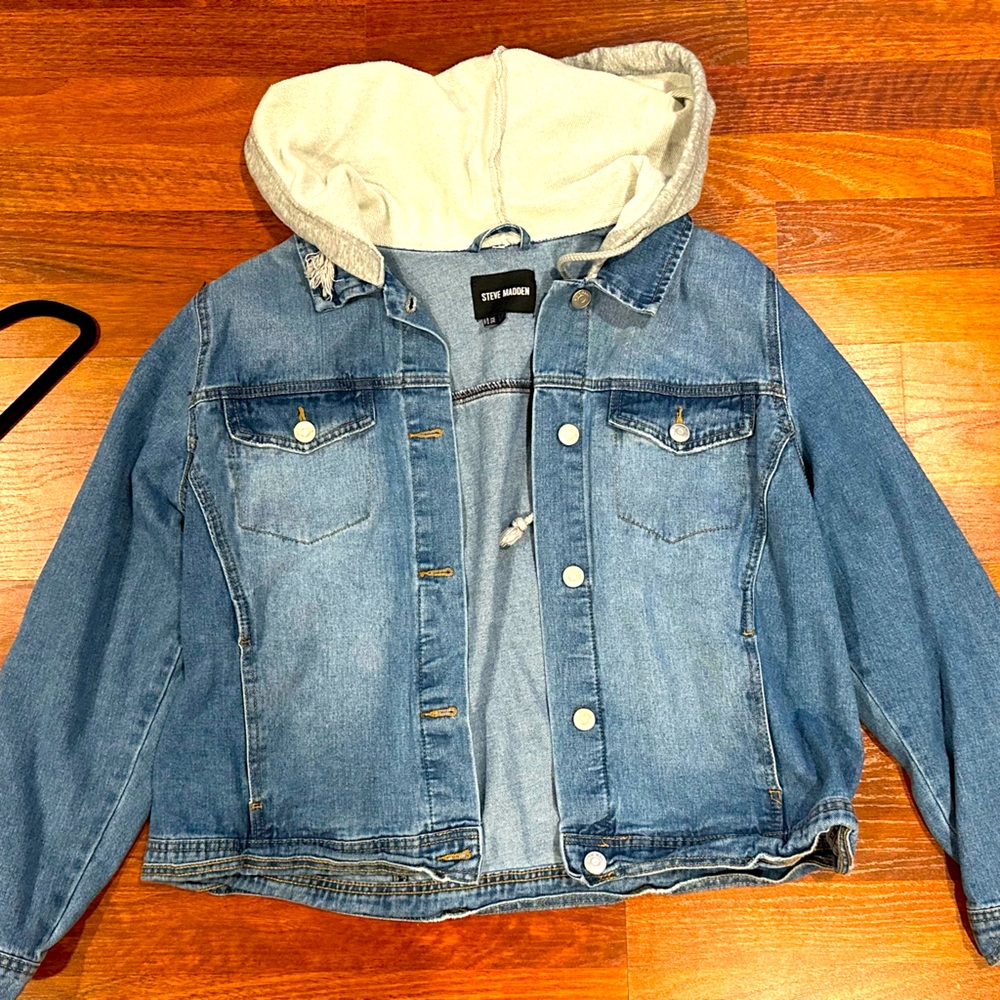 Steve Madden Blue Denim Jacket with Hood
